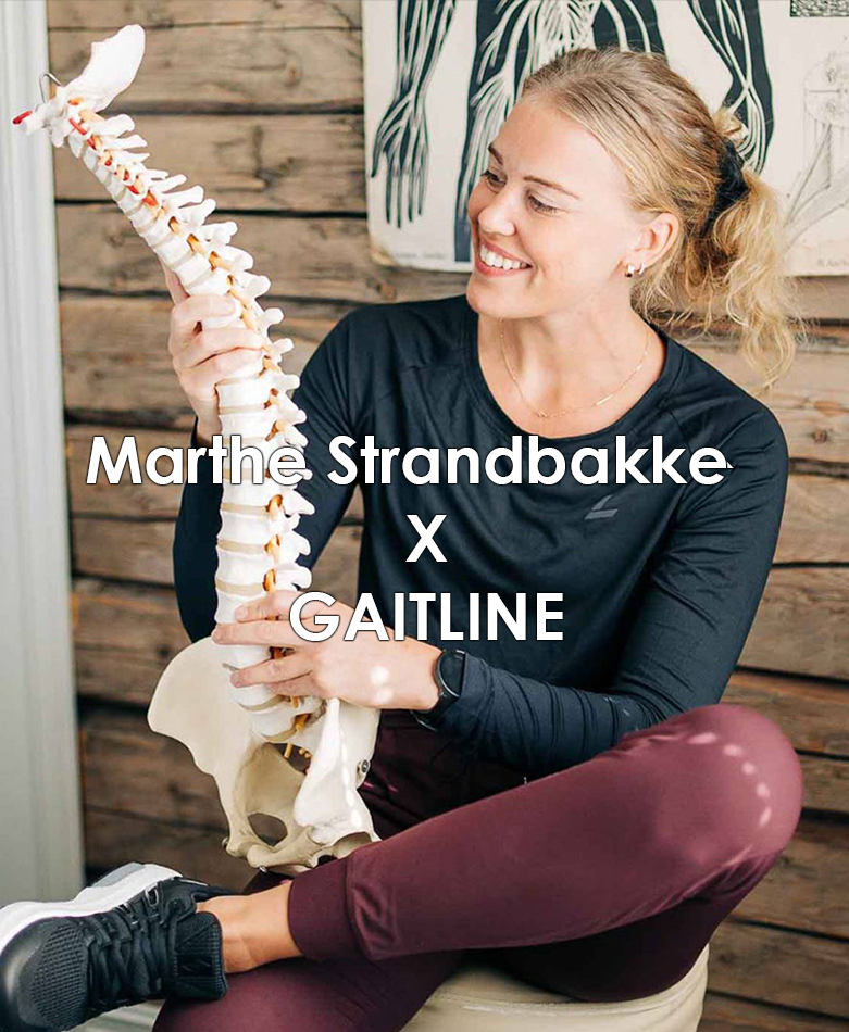 Physiotherapist Marthe Strandbakke smiling and holding a skeleton